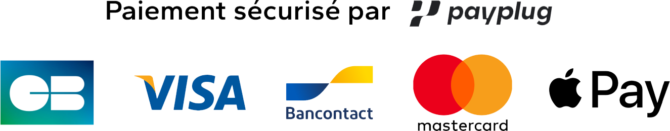 Paiement sécurisé par Payplug — CB, Visa, Mastercard, Bancontact